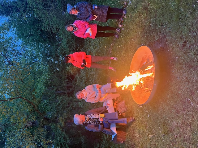 Evening fire circle at West Lexham retreat