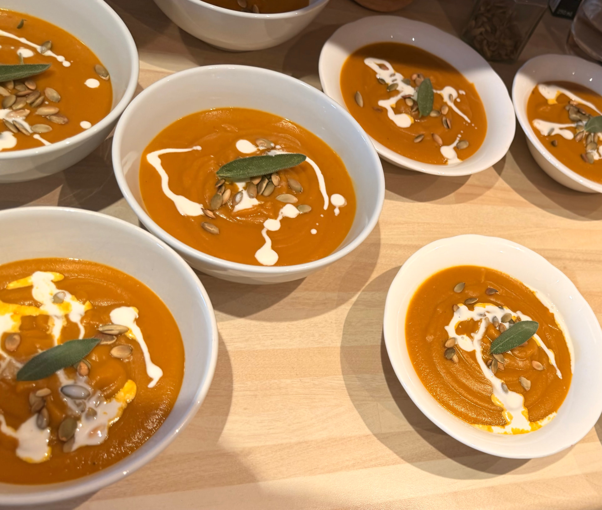 Roasted Prince Squash & Carrot Soup with Fresh Sage