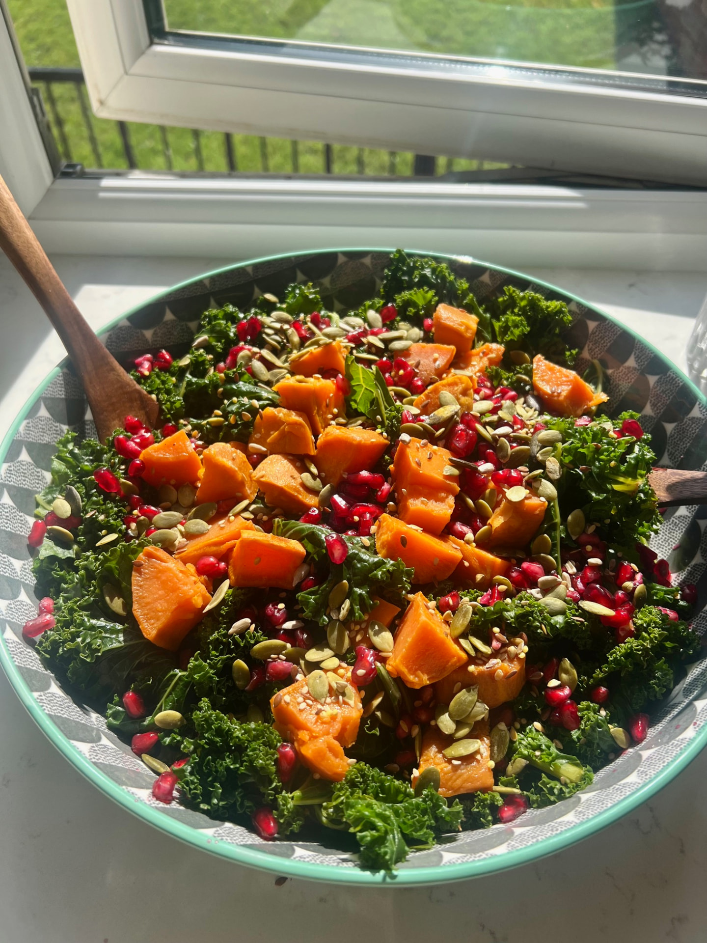 Plant-based sweet potato and kale salad served at The Grange