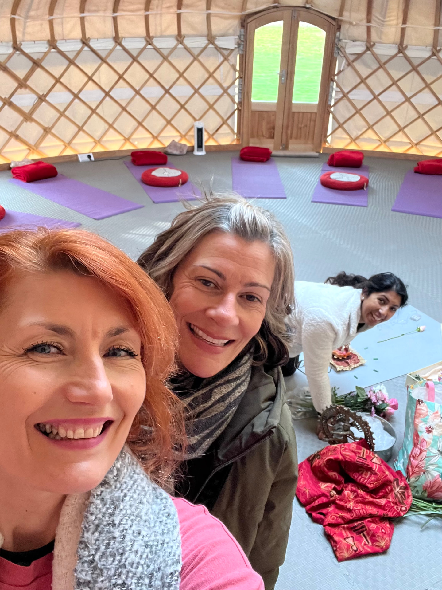 Inside the yurt at Tofte Manor set up for a day retreat
