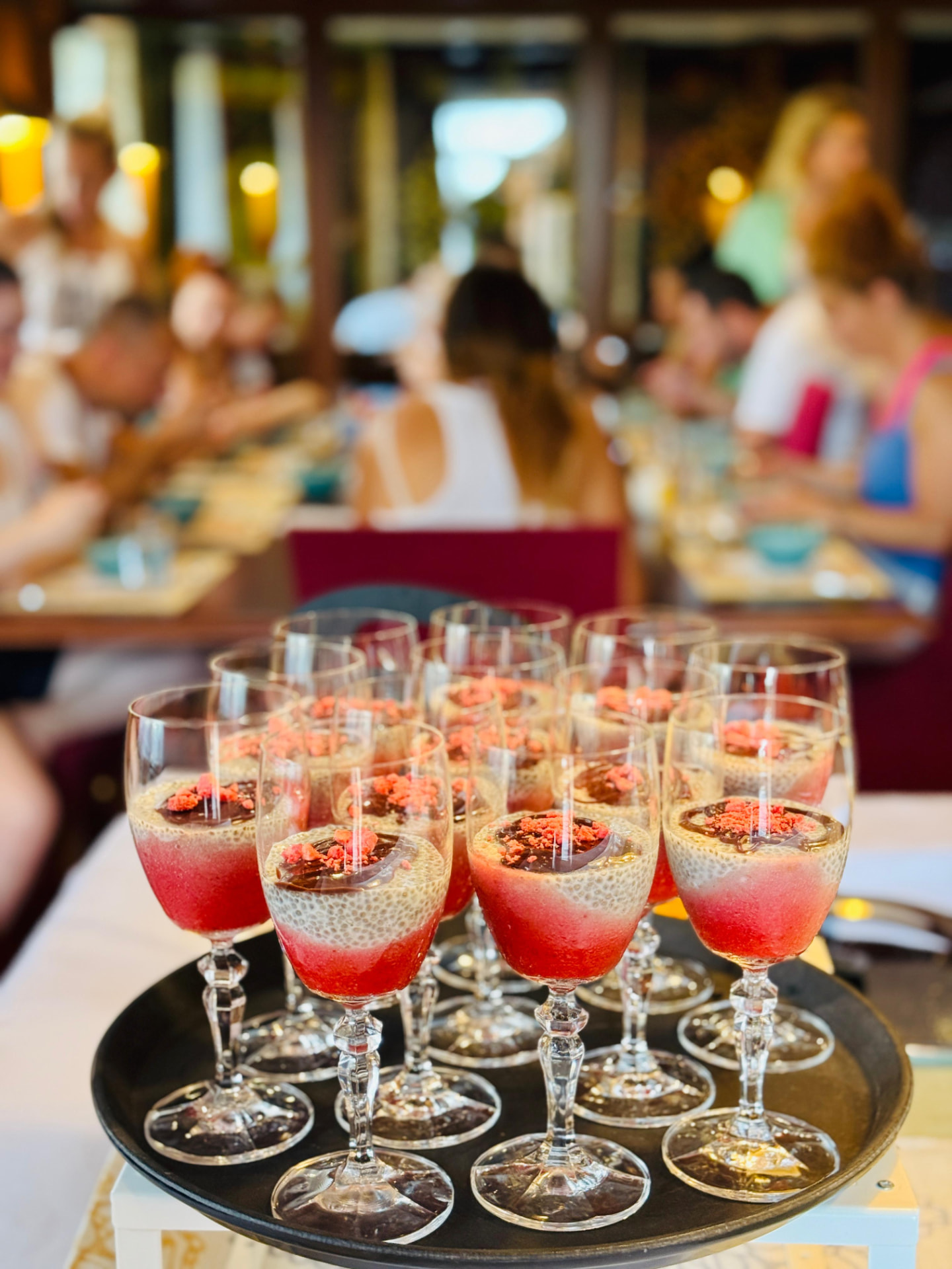 Chef Milica's layered strawberry and chia dessert served in glasses