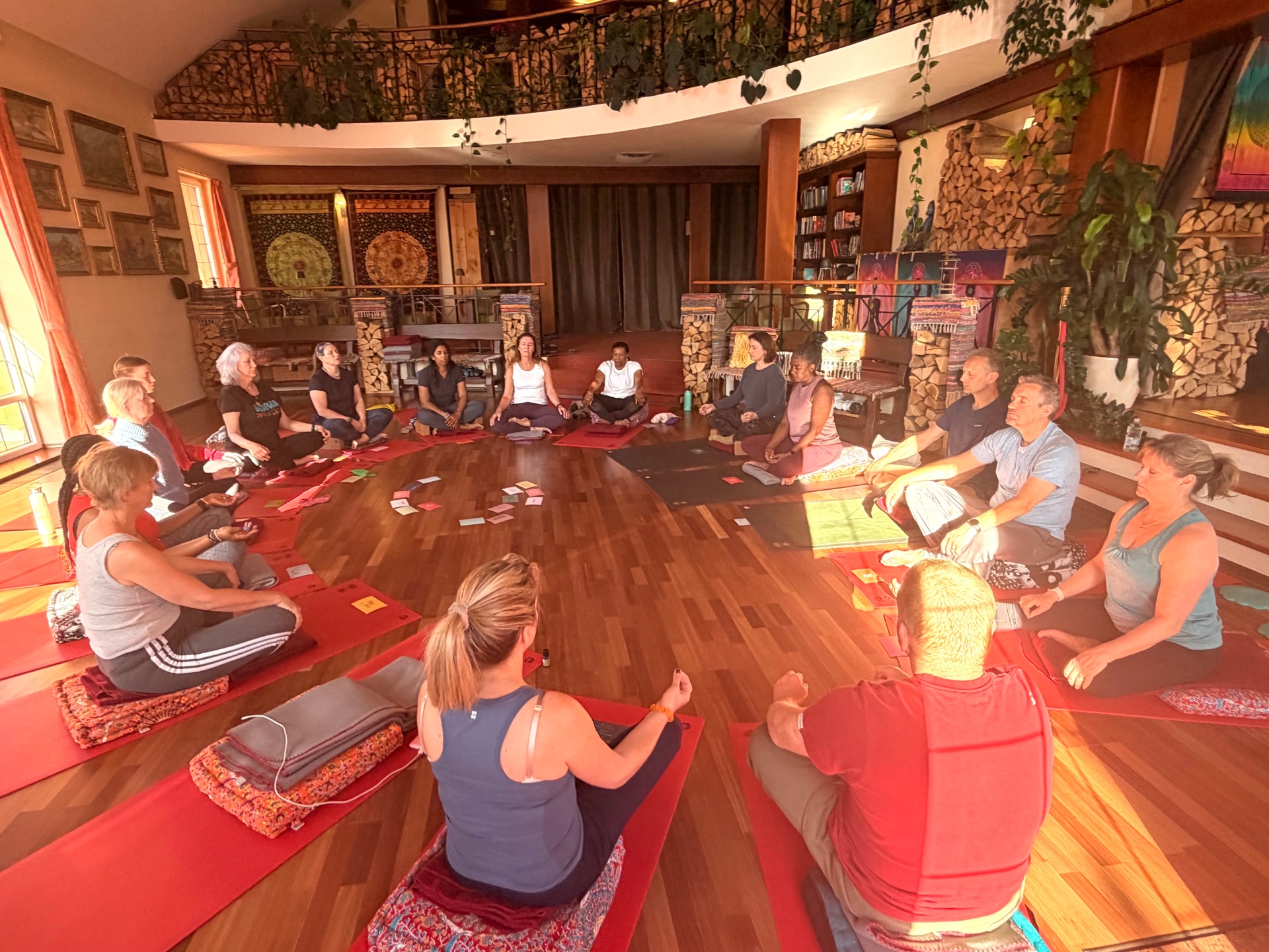 A women's circle gathered in the hall at Edenium